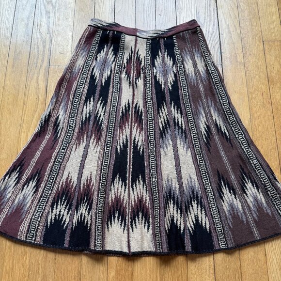 Peruvian Connection Size XS Multicolor Pima Cotton Ikat Aztec Boho A-Line Skirt - Picture 10 of 11